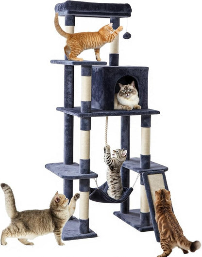 DUMOS Large 63in Cat Tree Tower, Natural Sisal Scratching Posts, Extended by DumosLifestyle