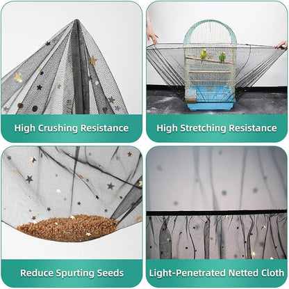 Bird Cage Seed Catcher, Seed Catcher Guard Net Cover, Parrot Nylon Mesh Net - Image 2