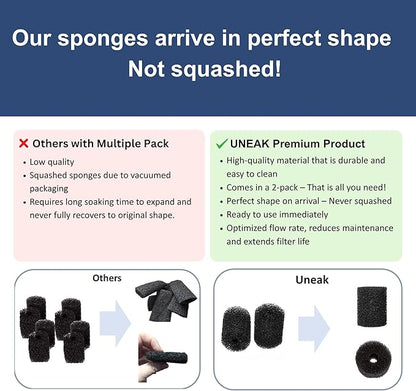 UNEAK 2-Pack Small Premium Pre Filter Sponge Aquarium Intake High-Porosity Foam - Image 4