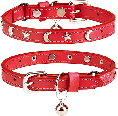 Leather Cat Collars for Boy Girl Cats by DILLYBUD