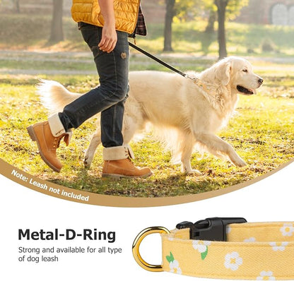 Cotton Handmade Dog Collar Cute and Distinctive Patterns Yellow Flower - Image 6