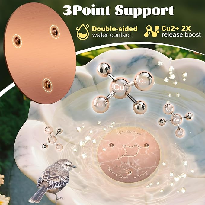 NNG 1 Pack Bird Bath Copper Disk, 1mm Thick Reinforced 99.9% Pure Copper Bird - Image 4