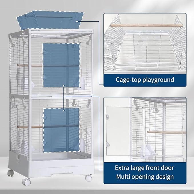 Garvee Small Bird Cage with Playground Stand, 44in White Travel Bird Cage - Image 5