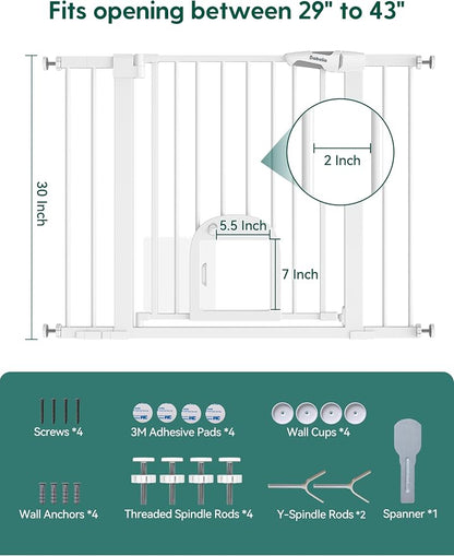 Babelio Baby Gate with Adjustable Cat Door, 29-43" Auto Close Durable Pet door - Image 8