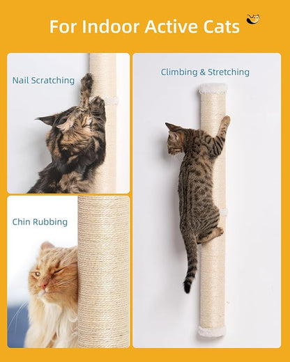 68" Cat Wall Scratcher, 2-Pcs of 34inch Tall Sisal Scratching Posts, Wall - Image 3