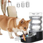 RIZZARI Dog Food Water Dispenser: 7L Large Black Stainless Steel Gravity Water by RIZZARI