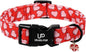 Valentine's Dog Collar, UP URARA PUP Pink Heart in Red Adjustable Pet Collar by UPURARAPUP