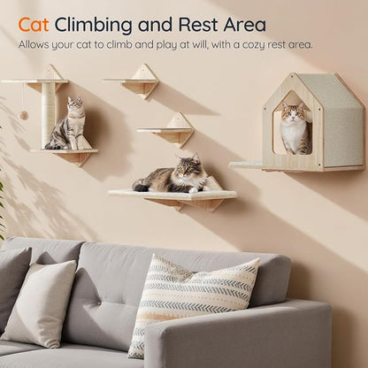 HOOBRO Wood Cat Wall Shelves, Climbing Shelves - Image 3
