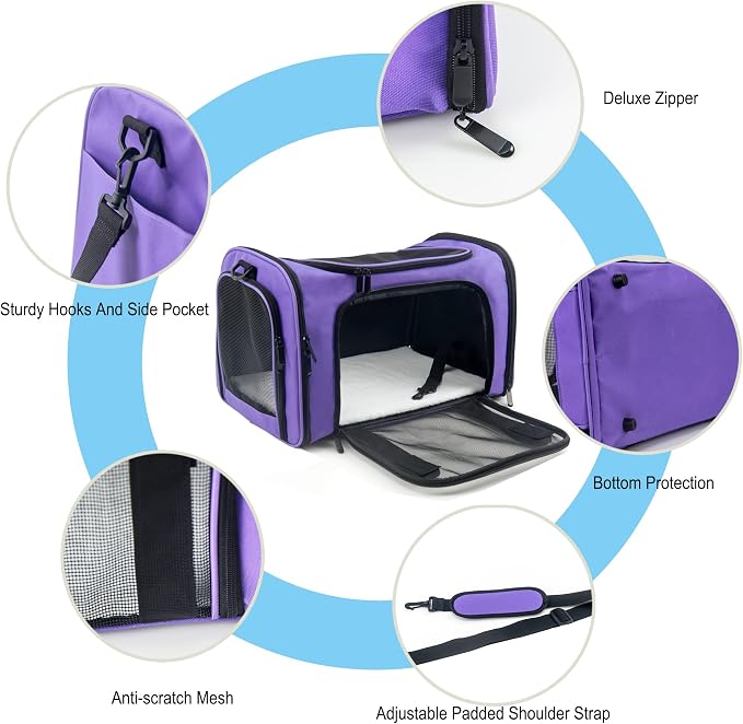 Soft Sided Carrier for Small Medium Cats Dogs, Removable Pad Collapsible Travel - Image 6