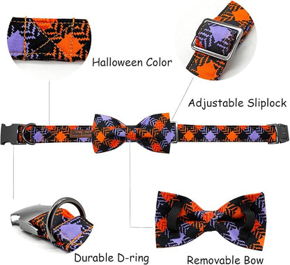 Halloween Dog Collar, Pet Collar Bow Plaid Pet Collars Girl Boy Holiday Pet - Image 2