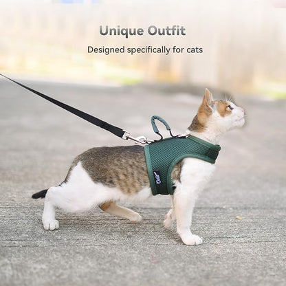 Cat Harness and Leash for Walking Escape Proof Breathable Mesh Fabric, Solid - Image 7