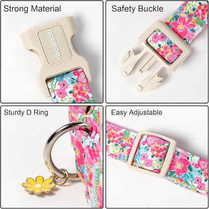 DOGWONG Spring Flower Dog Collar-Cute Floral Daisy Dog Collar, Adjustable Soft - Image 3