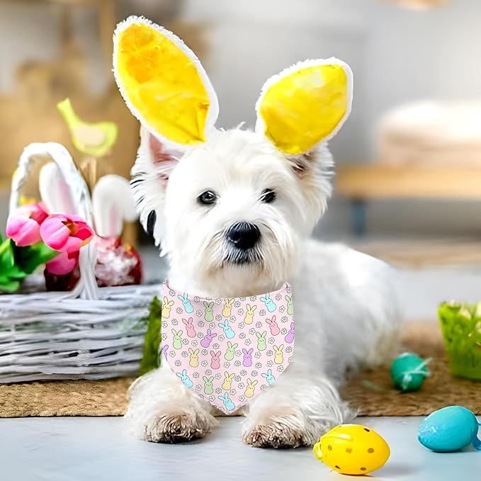 Easter Dog Bandana, 2 Pack Adjustable Holiday Party Pets Rabbit Easter Egg - Image 4