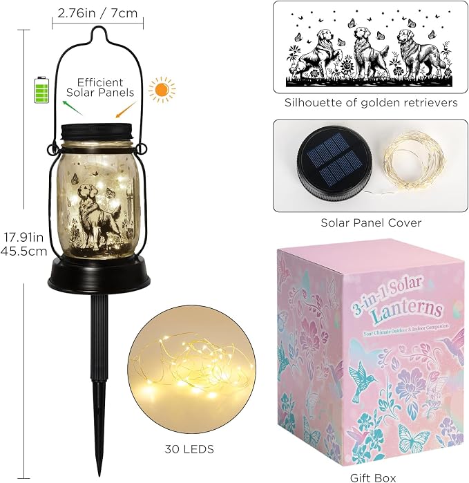 Golden Retriever Gifts for Women/Men Golden Retriever Solar Lanterns Dog Mom - Image 7