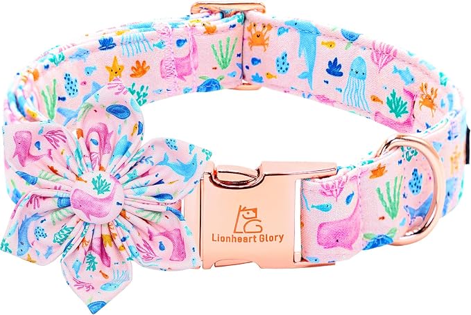 Lionheart glory Dog Collar Flower Pink Dog Collars by LionheartGlory