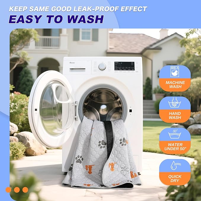 Washable Pee Pads for Dogs, 2 Pack Absorbent Reusable Training Dog Pads Pet - Image 6