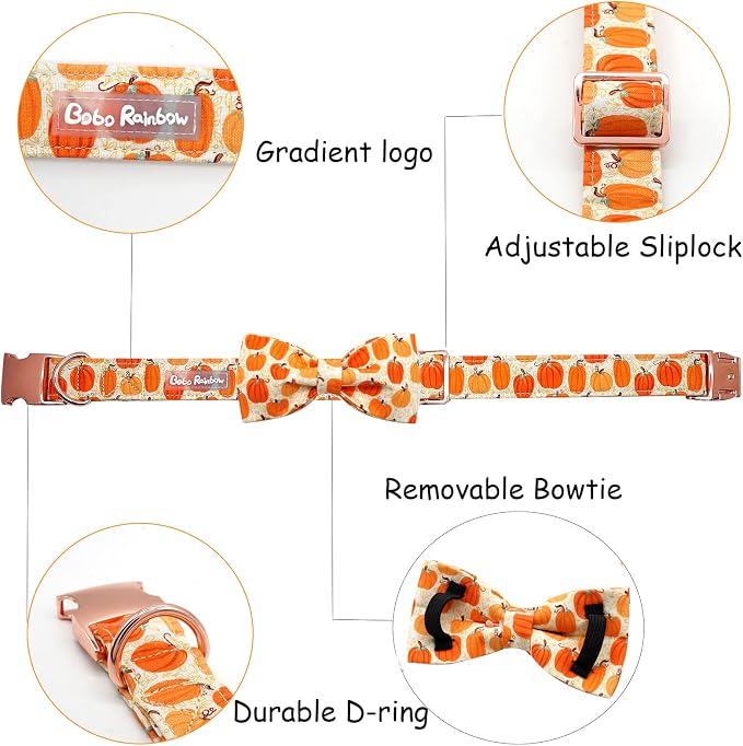 Dog Collar - Halloween Pumpkin Bowtie Dog Collar Gift Soft Bow Collar Pet - Image 2