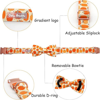 Dog Collar - Halloween Pumpkin Bowtie Dog Collars Gift Soft Bow Collar Pet - Image 2