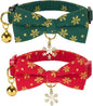 Christmas Cat Collar 2 Pack Cotton Bowtie Cat Collars Glittery Snowflakes Cute by Ewinoom