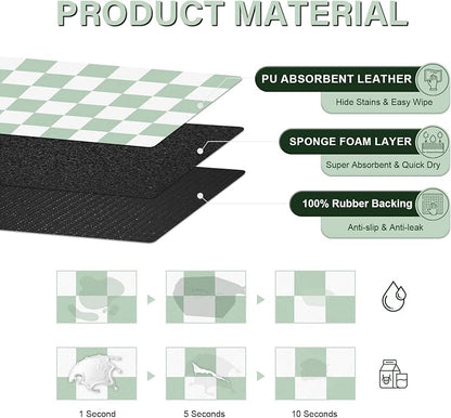 Pet Feeding Mat, Checkered Cat Bowl Mats, Quick Dry Dog Water Dispenser Mats - Image 2