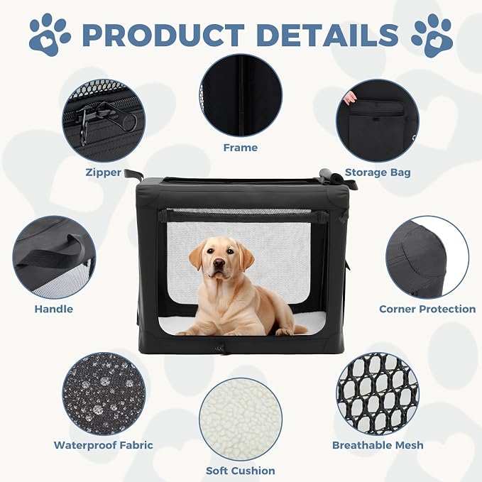 DUMOS Dog Crate 42 Inch Travel Cat Pet Carrier - Image 3