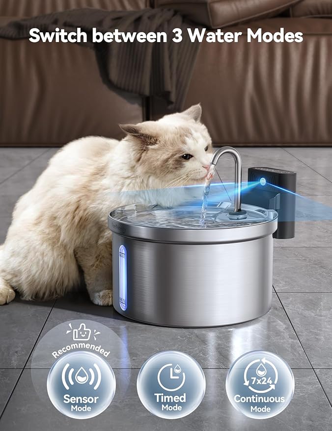 Wireless Cat Water Fountain FEELNEEDY Stainless Steel Automatic Pet Water - Image 4