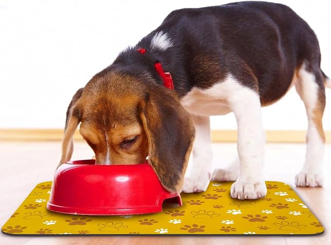 Dog Food Mat, Absorbent Water Bowl Mats Cat Pet Feeding Placemats Yellow 24 * - Image 6