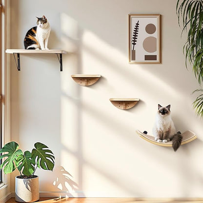 Wood Cat Wall Shelves with Sisal Mat – Cats Wall Furniture Steps - Image 6