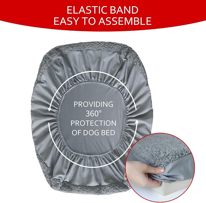 Dog Bed Covers 2 Pack Soft Plush Replacement Washable, Waterproof Pet Mattress - Image 5