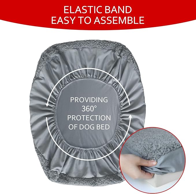 Dog Bed Covers Soft Plush Replacement Washable, Waterproof Pet Mattress Bed - Image 5
