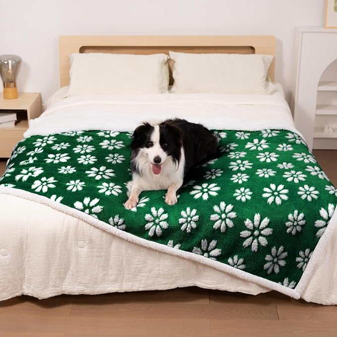 Waterproof Blanket for Dog Cat or Adult, Cute 3D Textured Flower Dog Blanket by Yaning