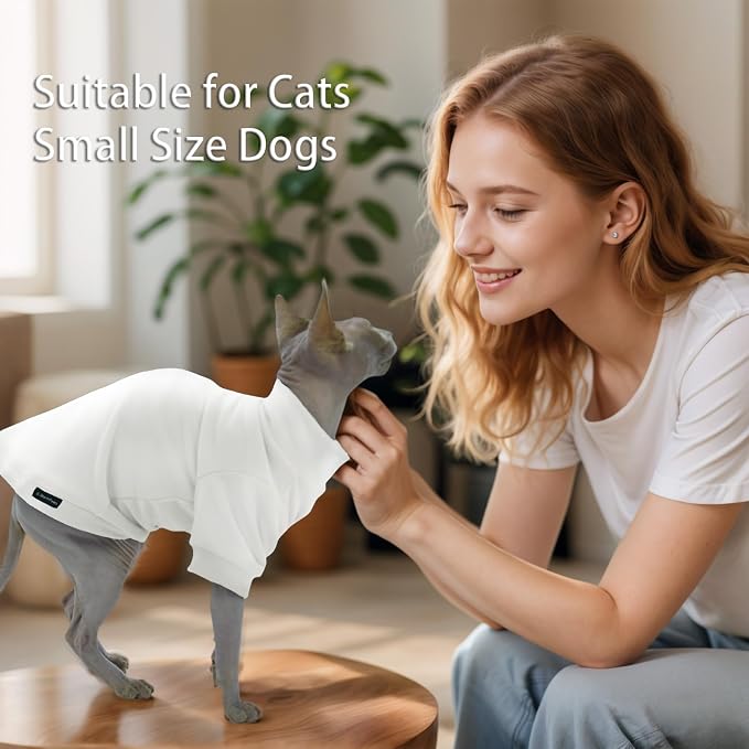 Fleece Sphynx Cat Clothes Soft Hairless Cat Clothes Pullover Cat Sweater - Image 4