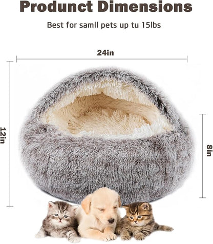 Cat Bed for Indoor Cats, Calming Cozy Cave - Image 2