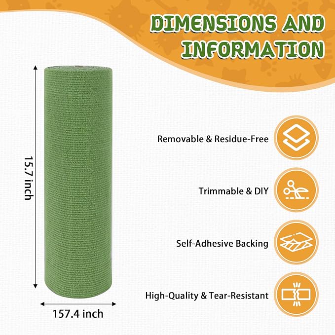 Climbing Cat Scratcher Mat Trimmable Cat Scratching Post Carpet 157.4’’x15.8’’ - Image 2
