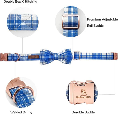 Lionheart glory Dog Collar, Boy Dog Collar Bowtie Blue Adjustable Dog Bowtie - Image 4