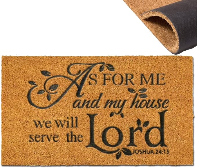 Coir Door Mat Outdoor Mats For Home Entrance, As FOR ME and My House We Will by Assaoy
