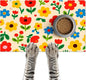 Pet Feeding Mat 24x16 inch Colorful Flower Print Pet Bowl Placemat Non Slip by HOMETITUTE