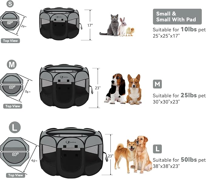 Dark Grey Puppy Playpen for Large Dog Cat, Dogs Tent Crates Cage Indoor/Outdoor - Image 9