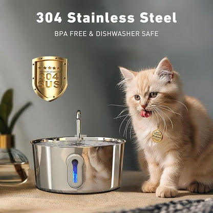 Stainless Steel Cat Water Fountain, 135oz/4L Automatic Pet Fountain Dog Water - Image 2