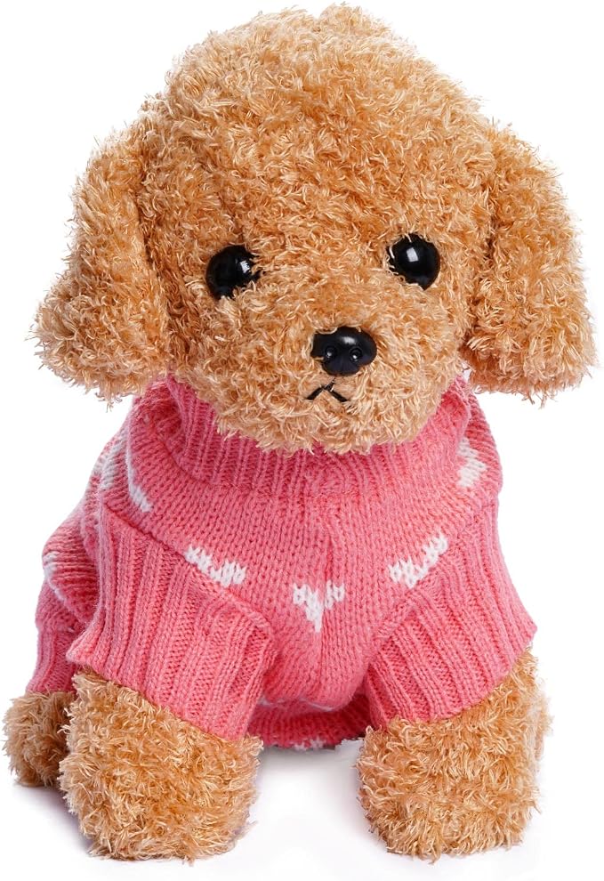 Dxhycc Dog Knitted Sweater Heart Puppy Sweater Warm Soft Pet Holiday Clothes - Image 5