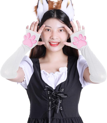 Nydotd Cat Paw Pad Mittens Gloves Kawaii Pink 3D Claw Fingerless Cute Cat - Image 3