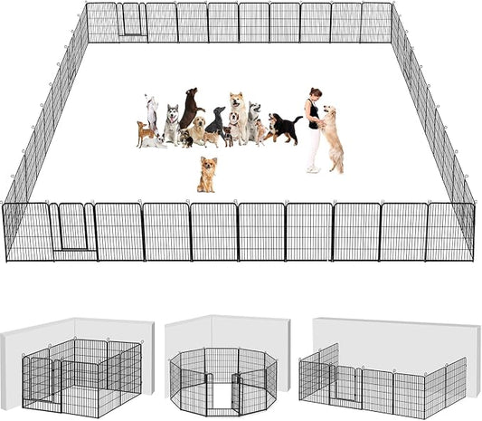 Dog Playpen Dog Fence Outdoor for Yard, 32inch 48 Panels Dog Pens Outside by Jhsomdr