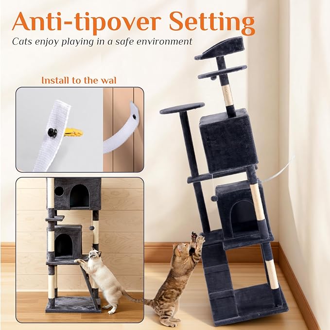 Sweetcrispy 70 Inch Cat Tree Tower, Indoor Cat Condo - Image 2