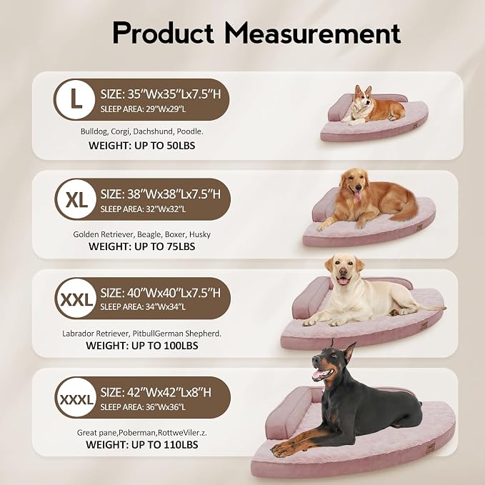 Large Orthopedic Dog Bed with Sides XXXL Dog Beds with Removable Washable Cover - Image 6