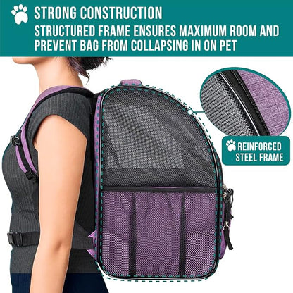 PetAmi Dog Backpack Carrier for Small Large Cat, Ventilated Pet Hiking Backpack - Image 6