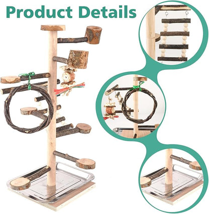 HOSUKKO Bird Playground Parrots Play Stand Wood Perches Stand, Bird Gym Playpen - Image 5