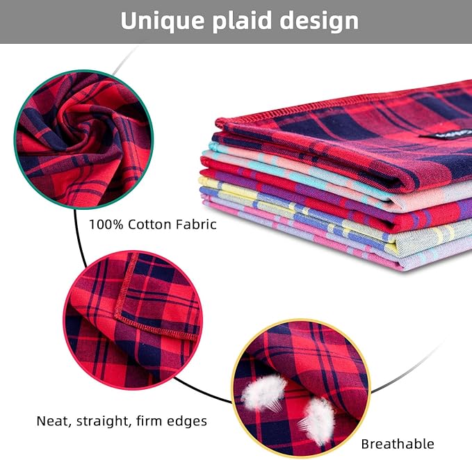 Spring Dog Bandana XLarge-Dog Scarf Vibrant Color Pink Green Plaid Printing - Image 3