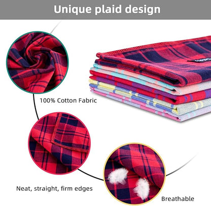 Spring Dog Bandana XLarge-Dog Scarf Vibrant Color Pink Green Plaid Printing - Image 3