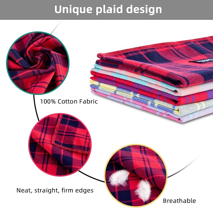 Spring Dog Bandana Small-Dog Scarf Vibrant Color Pink Green Plaid Printing - Image 3