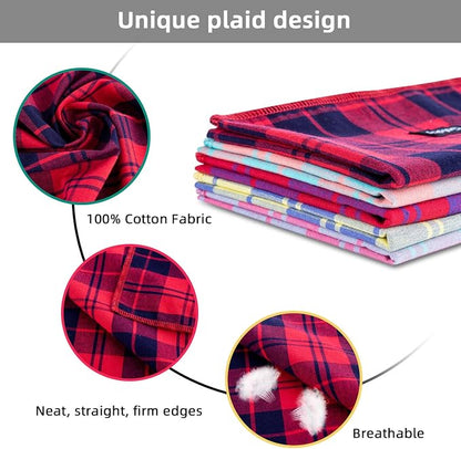 Spring Dog Bandana Small-Dog Scarf Vibrant Color Pink Green Plaid Printing - Image 3